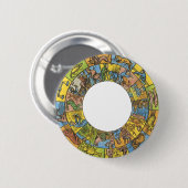  hemeldier, astrologisch dierlijk wiel ronde button 5,7 cm (Voorkant /achterkant)