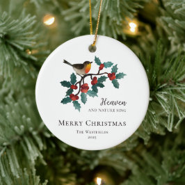 Hemelen en de Natuur Zingen Vogel op Hulst Kerstmi Keramisch Ornament