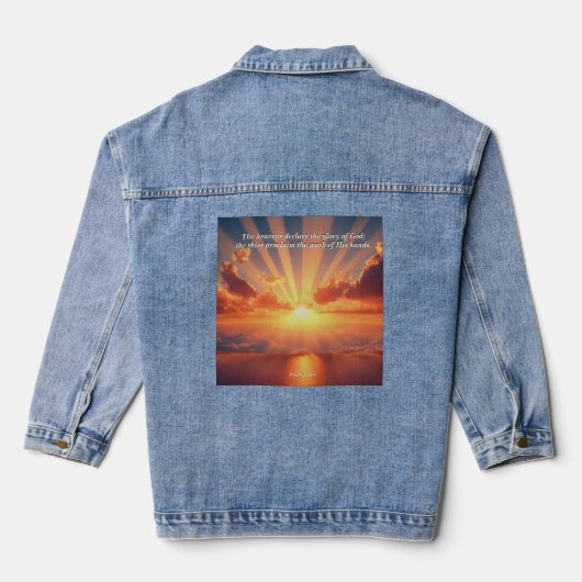 Hemelen verklaren de heerlijkheid: God & Schepping Denim Jacket (Achterkant)