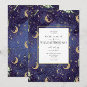 Hemelgeest Gouden Sterren Maan Bruiloft Kaart (Voorkant / Achterkant)