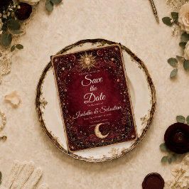 Hemelgotische bruiloft met stemming save the date