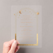 Hemelgoud Zon Maan Astronomie Trouwdag Acryl Uitnodigingen (Insitu (Draagbaar))