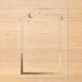 Hemelgoud Zon Maan Astronomie Trouwdag Acryl Uitnodigingen (Voorkant)