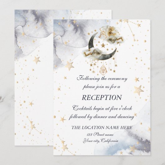 Hemelgouden maansterren kaart (Voorkant / Achterkant)