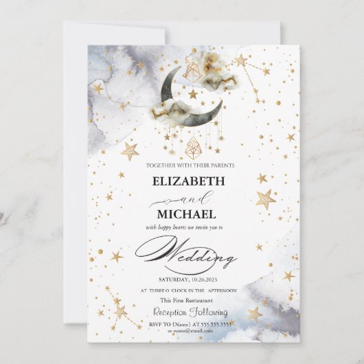 Hemelgouden maansterren kaart (Voorkant)