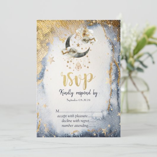 Hemelgouden maansterren kaart (Staand voorkant)