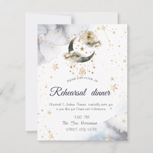 Hemelgouden maansterren kaart (Voorkant)