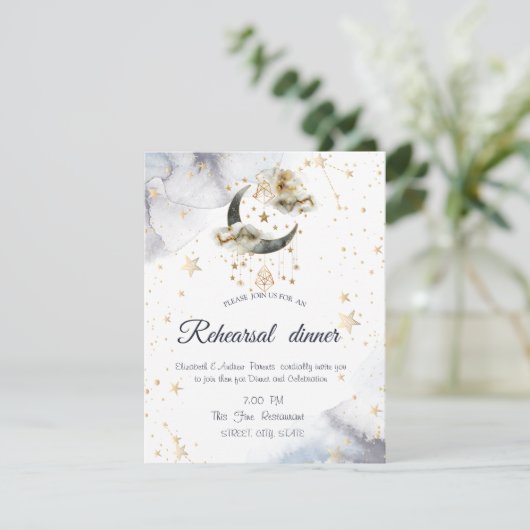 Hemelgouden maansterren kaart (Staand voorkant)