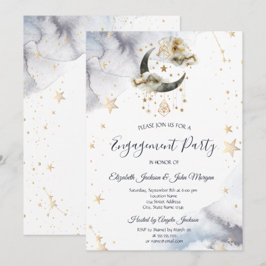 Hemelgouden maansterren kaart (Voorkant / Achterkant)