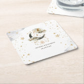 Hemelgouden maansterren kartonnen onderzetters (Schuin)