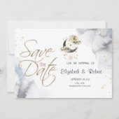 Hemelgouden maansterren save the date (Voorkant)