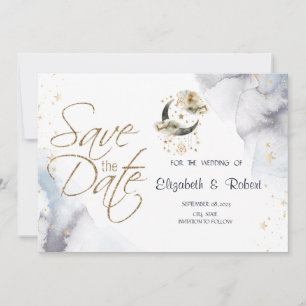 Hemelgouden maansterren save the date