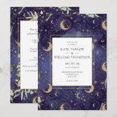 Hemelgouden sterren Maan Sterren QR-code Trouwen Kaart (Voorkant / Achterkant)