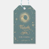 Hemelgouden zon en maan sterren Mint Green Cadeaulabel (Voorkant)