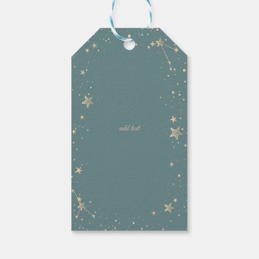 Hemelgouden zon en maan sterren Mint Green Cadeaulabel (Achterkant)