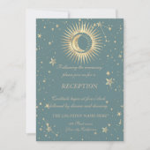 Hemelgouden zon en maan sterren Mint Green Kaart (Voorkant)