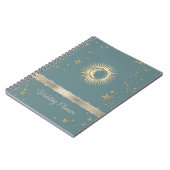 Hemelgouden zon en maan sterren Mint Green Notitieboek (Linkerzijde)