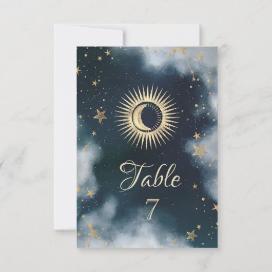 Hemelgouden zon en maan sterren nacht hemel kaart (Achterkant)