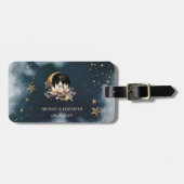Hemelgouden zon, maan, sterren Lotus Night Sky Bagagelabel (Voorkant horizontaal)