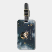 Hemelgouden zon, maan, sterren Lotus Night Sky Bagagelabel (Voorkant verticaal)