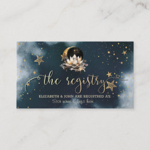 Hemelgouden zon, maan, sterren Lotus Night Sky Informatiekaartje