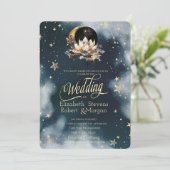 Hemelgouden zon, maan, sterren Lotus Night Sky Kaart (Staand voorkant)