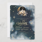 Hemelgouden zon, maan, sterren Lotus Night Sky Kaart (Voorkant)