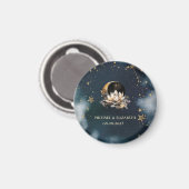 Hemelgouden zon, maan, sterren Lotus Night Sky Magneet (Voorkant / Achterkant)