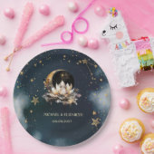 Hemelgouden zon, maan, sterren Lotus Night Sky Papieren Bordje (Feest)