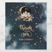 Hemelgouden zon, maan, sterren Lotus Night Sky Wijn Etiket (Enkel label)