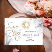 Hemelgouden zon, maan, sterren save the date