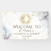 Hemelgouden zon, maan, sterren spandoek (Horizontaal)