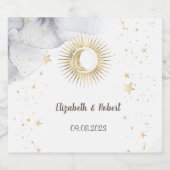 Hemelgouden zon, maan, sterren sparkling wijnetiket (Enkel label)