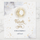 Hemelgouden zon, maan, sterren wijn etiket (Enkel label)