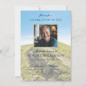 Hemelgroen viering van het leven Begrafenis Foto Kaart (Voorkant)