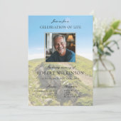 Hemelgroen viering van het leven Begrafenis Foto Kaart (Staand voorkant)