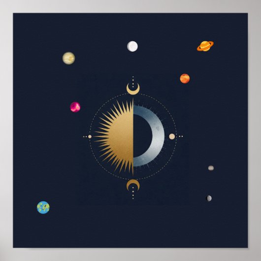 hemelharmonie | Moderne Sun & Moon Wall Art Poster (Voorkant)