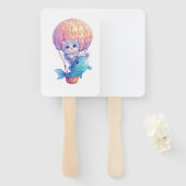 Hemelhoog Kitty � Schattig Whimsical Kat Avontuur Handwaaier (Voorkant en achterkant)