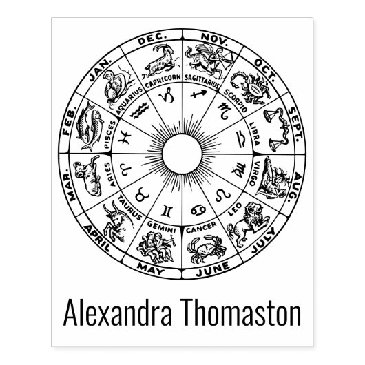 Hemelkaart met Dierenriemen #1 Naam Rubberstempel (Afrduk)