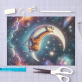 Hemelkind Baby Giraffe Slaapt op Maan & Sterren Tissuepapier (Craft)