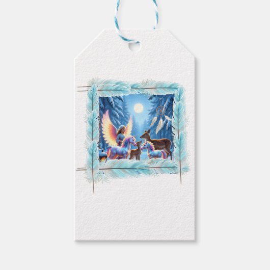 Hemelkind cherubijn & fantasiebeschermers kunstans cadeaulabel (Voorkant)