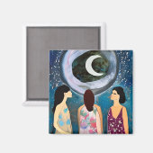 hemelkunstwerk | Vrouwen kijken naar de maan Magneet (Voorkant / Achterkant)