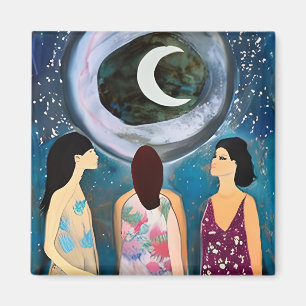 hemelkunstwerk Vrouwen kijken naar de maan Magneet