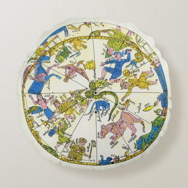  hemellichaam, Arabische sfeer, sterrenbeelden Rond Kussen (Voorkant)