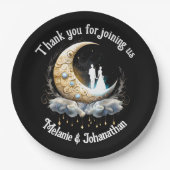 Hemelmaan bruids silhouet sterrenhemel papieren bordje (Voorkant)