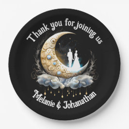 Hemelmaan bruids silhouet sterrenhemel papieren bordje