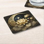 Hemelmaan en lotusbloem kartonnen onderzetters (Schuin)