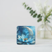 Hemelmaan en lotusbloem vierkante visitekaartje (Staand voorkant)