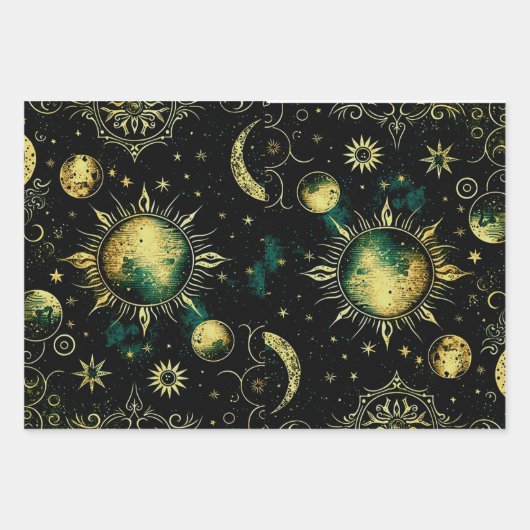 hemelmaan en ster inpakpapier vel (Voorkant 2)