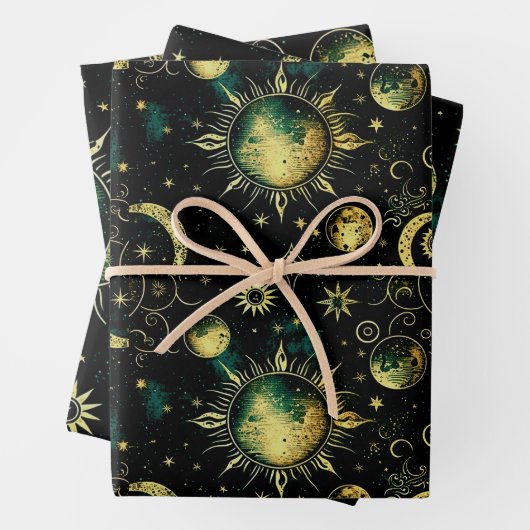 hemelmaan en ster inpakpapier vel (In situ)